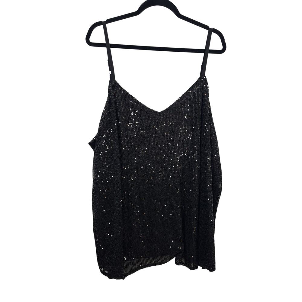 Torrid Cami Top Womens 4X Black Sophie Swing Sequin V-Neck Adjustable Straps